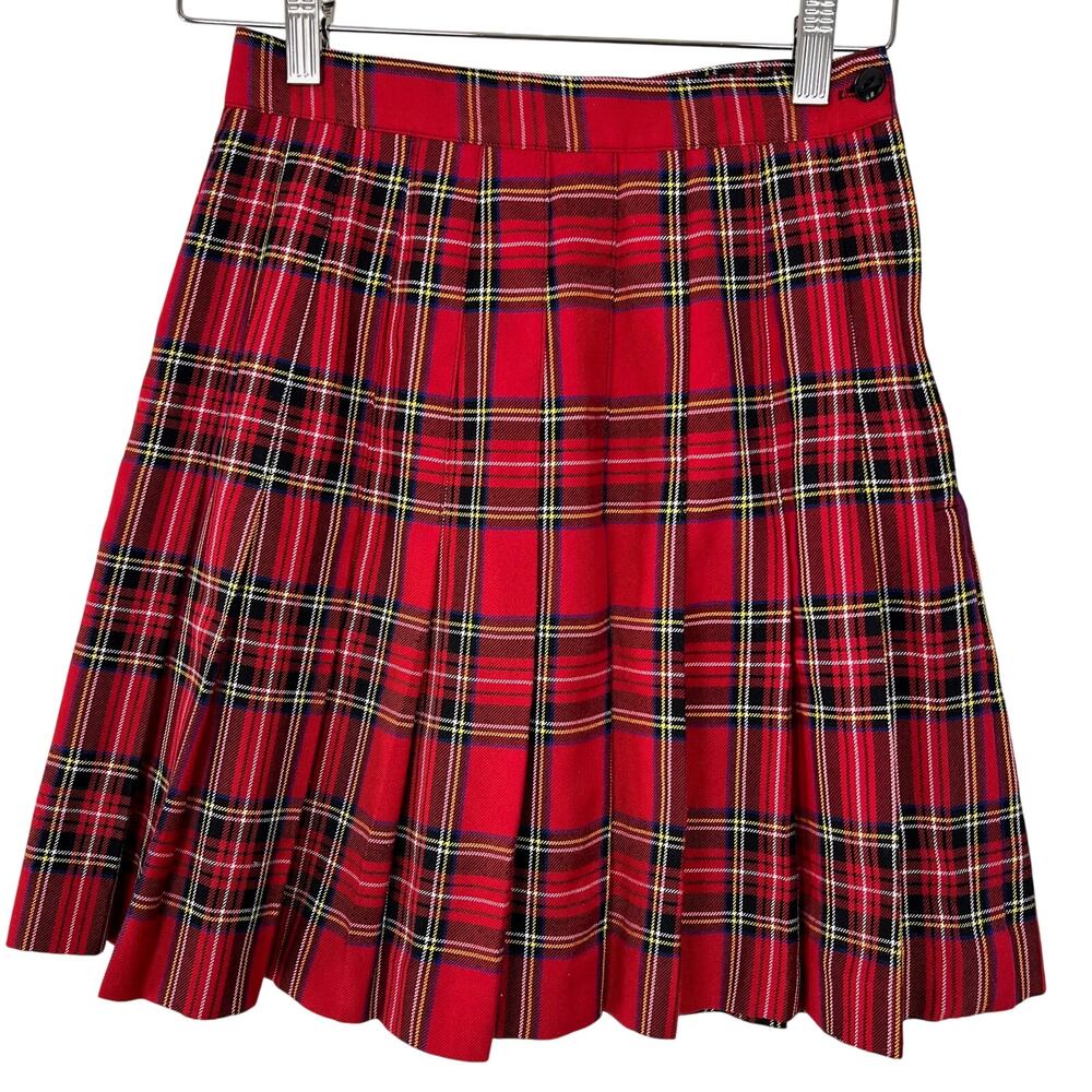 Rafferty Vtg Red Tartan Plaid Pleated Skirt Sz 9‎ (Modern Size 4) Grunge Y2k 90s
